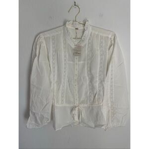 Free People Best of Me Lace Tie Waist Shirt Size XL NWT 100% Cotton